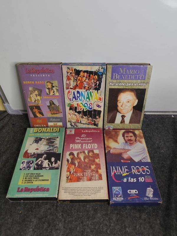 Lote de 6 VHS Antiguos: Ruben Rada, Carnaval 1998, Mario Benedetti, Bonald, Pink Floyd, Jaime Roos