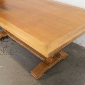 Mesa de Comedor Rectangular de Madera Clara con Dos Patas Estilo Baluster - imagen 3