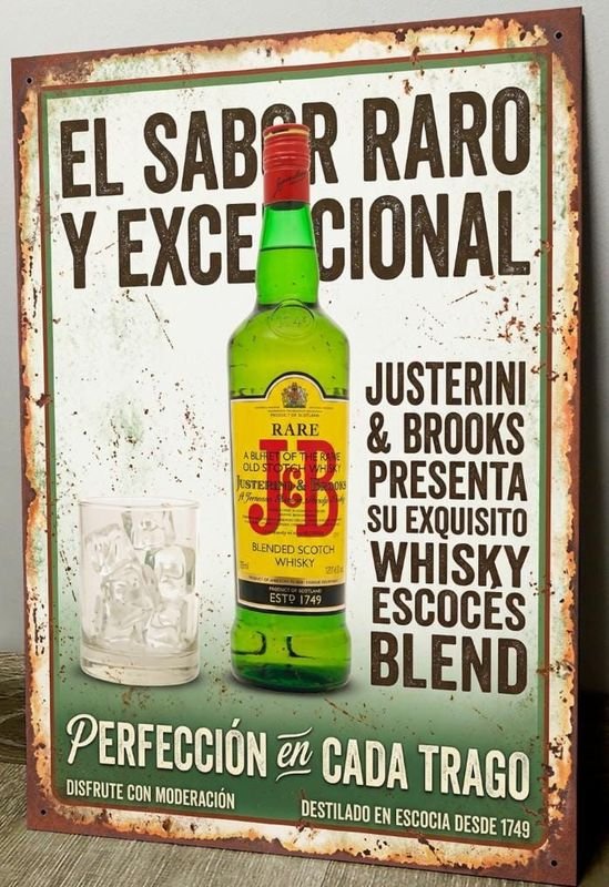 Cartel Chapa Decorativo "J&B" Whisky 28x19 cm