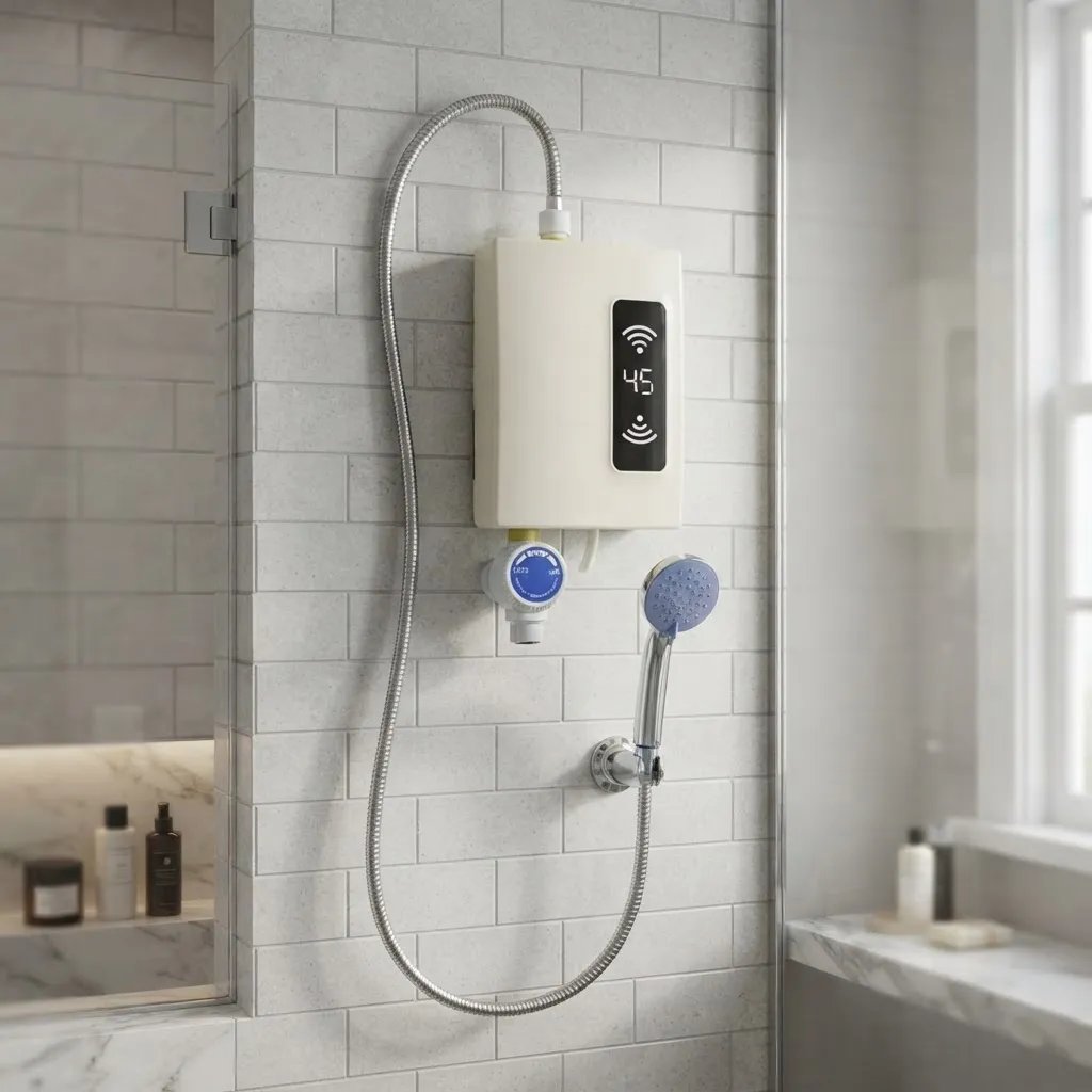 Calentador Eléctrico Digital para Ducha con Pantalla LED y Mini Depósito