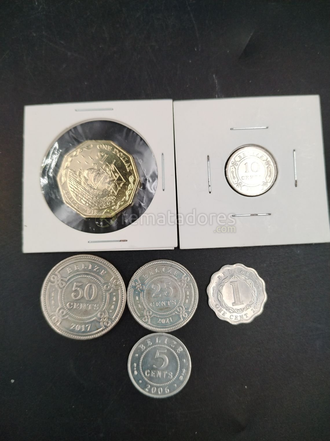 Lote de 5 Monedas de Belice: 1 Dólar, 50, 25, 10 y 5 Centavos