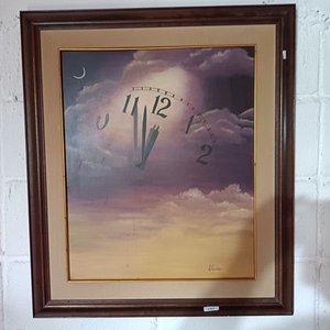 Lote siguiente: Cuadro de Reloj Surrealista en Lienzo con Marco