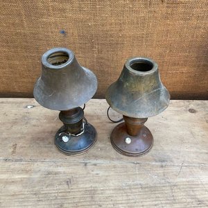 VELADORAS CON PANTALLA COBREADA Y BASE COBREADA MUY ORIGINALES - imagen 2