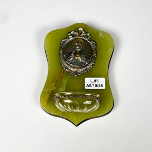 Pila religiosa en onix y metal firmada 14 x 8 cm - imagen 2