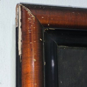 Oleo "La Virgen de la Silla" sin firma, marco de madera y yeso - imagen 9