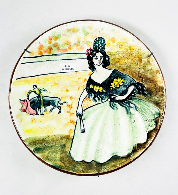 Plato en cerámica con motivo dama y torero - imagen 2