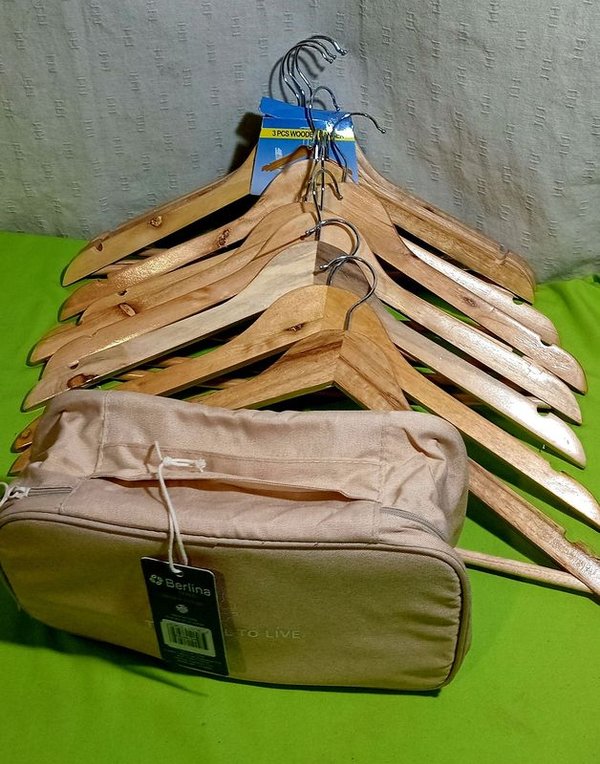 10 Perchas de Madera y Neceser de Viaje Berlina - imagen 1