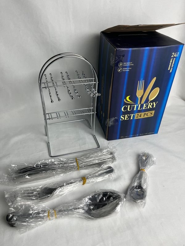 Set de Cubiertos de Acero Inoxidable con Soporte - 24 Piezas - imagen 1
