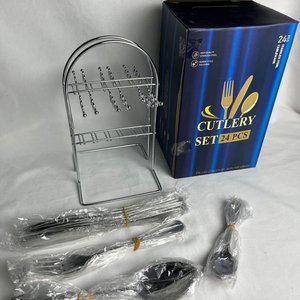 Lote siguiente: Set de Cubiertos de Acero Inoxidable con Soporte - 24 Piezas