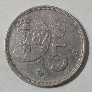 Moneda Conmemorativa 5 Pesetas España 1982 Copa Mundial Fútbol - imagen 1