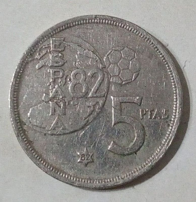 Moneda Conmemorativa 5 Pesetas España 1982 Copa Mundial Fútbol