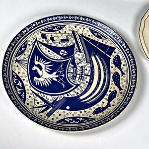 Seis Platos de Loza Inglesa y un Plato Argentino Decorado - imagen 6