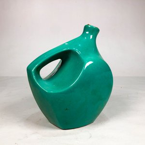 Porrón de Cerámica Esmaltada Celeste con Asa y Corcho - 21 cm - imagen 4