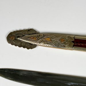 Cuchillo Criollo Hoja Solingen Franz Wenk Plata y Oro con Vaina - imagen 3