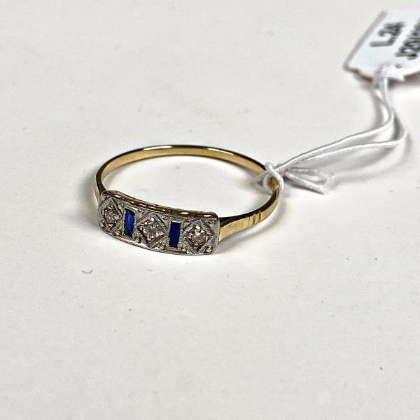 Anillo de Oro 18k con Brillantes y Zafiros, Talla 17mm - imagen 1