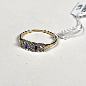 Anillo de Oro 18k con Brillantes y Zafiros, Talla 17mm - imagen 1