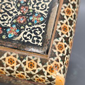 Lote de 4 Cajas Decorativas: Caja Secreta Japonesa, 2 Alhajeros (Marquetería y Khatam Kari) y Fosforera Doble - imagen 5