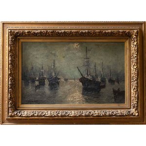 Lote anterior: Óleo "Barcos" de Frazzi con Marco Dorado