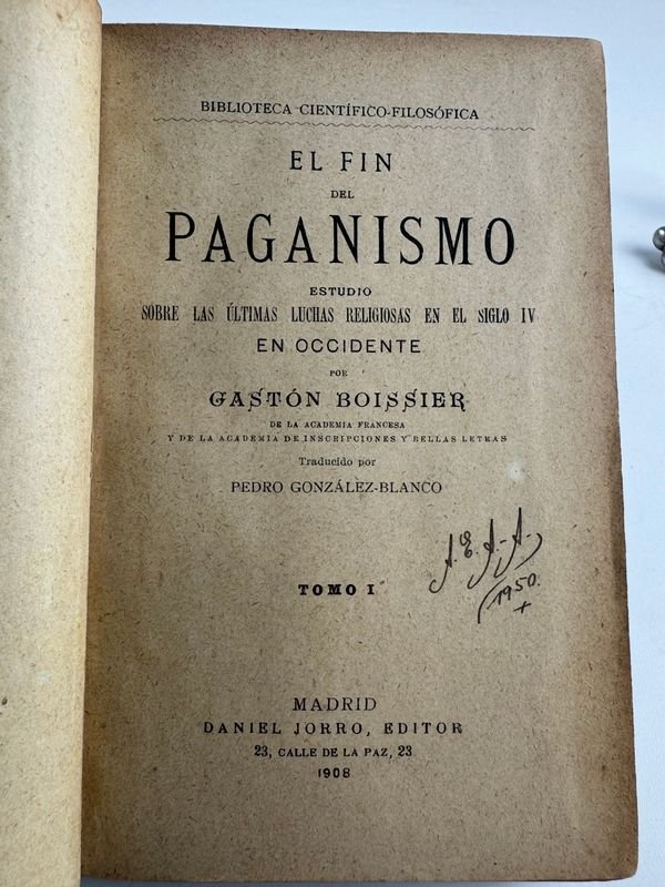 2 Tomos de El Fin del Paganismo por Gaston Boissier - Madrid 1908 - imagen 3