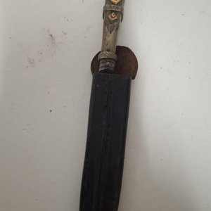 Cuchillo antiguo Solingen con cabo de plata y oro - imagen 1