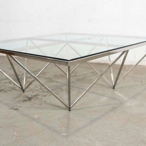 Mesa de Living Diseño Base Cromada Tapa Vidrio - imagen 3