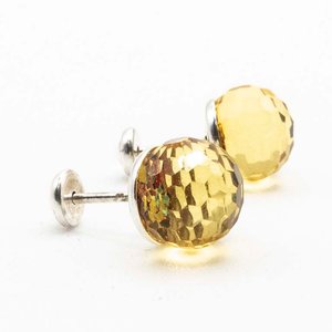 Tornillos de Plata con Piedras Amarillas Tornasoladas - imagen 2