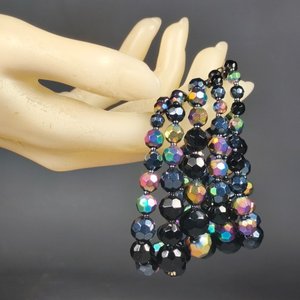 Pulsera Elástica Multicolor de 5 Vueltas con Gemas de Vidrio Facetadas - imagen 6