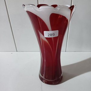 Florero de Vidrio Estilo Murano Rojo y Blanco - imagen 5