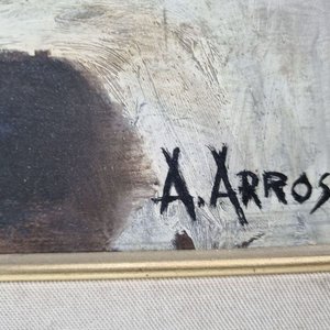 Cuadro al óleo "Bodegón con Laúd" firmado por A. Arrosa, 66x56cm - imagen 4
