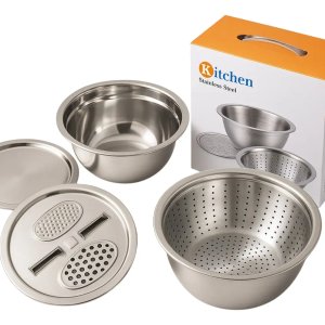 Set de Bowls de Acero Inoxidable Multifunción 4 en 1 con Rallador - imagen 2
