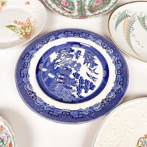 Seis Platos de Loza Inglesa, Alemana, Bavaria y Canton Estilo Willow - imagen 3