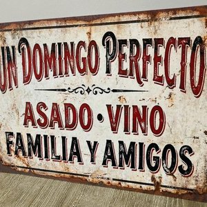 Lote siguiente: Cartel Decorativo "Un Domingo Perfecto" de Chapa