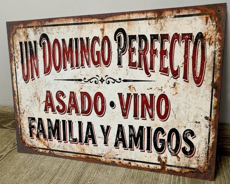 Cartel Decorativo "Un Domingo Perfecto" de Chapa