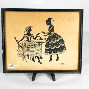 Serigrafía "Doncellas de Época Bebiendo Té" Firmada por Evan Schoenberg - imagen 3