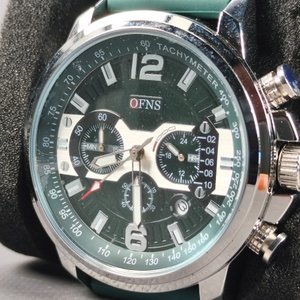 Reloj OFNS Malla Silicona Verde Cronógrafo Nuevo - imagen 3