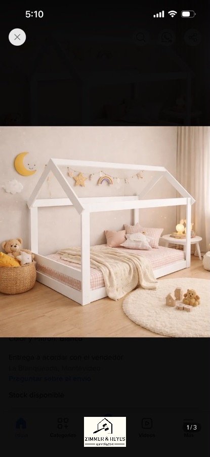 Cama Casita Infantil Estilo Montessori en MDF Blanco