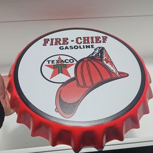 Cartel Decorativo "Fire-Chief Gasoline" Texaco Chapa - imagen 1