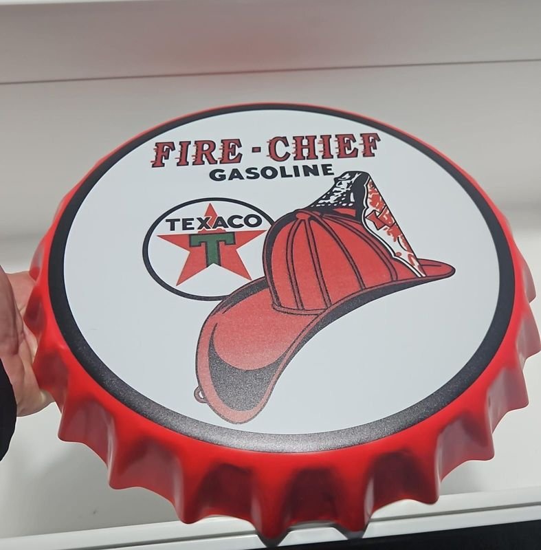 Cartel Decorativo "Fire-Chief Gasoline" Texaco Chapa
