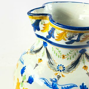 Jarra en ceramica española blanca floral 32 cm (asa fisurada) - imagen 3