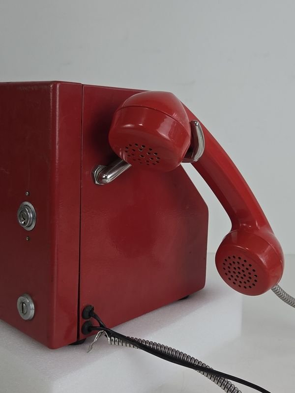 Teléfono comercial a fichas vintage rojo - imagen 6