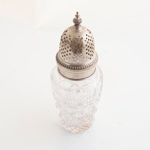 Azucarero de Cristal Tallado con Tapa de Plata Inglesa - imagen 3