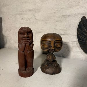 Lote de 4 Adornos de Ángeles y Figuras de Madera Tallada - imagen 4