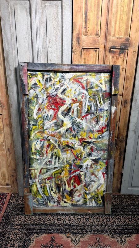 Óleo Abstracto "M. Martin" sobre Chapa - 120x70cm