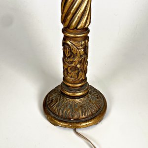 Lámpara de Madera Dorada Tallada con Pantalla - Altura 91 cm - imagen 3