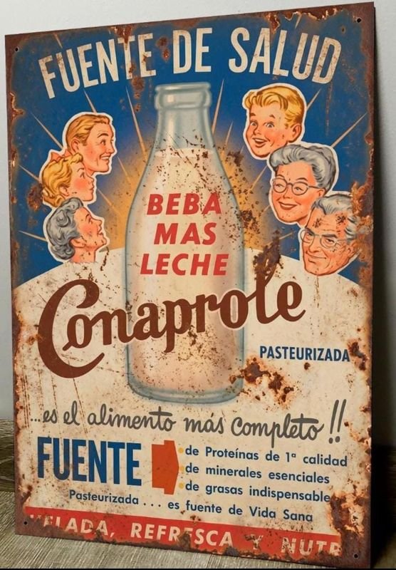 Cartel Chapa Decorativo "Fuente de Salud" Conaprole 28x19 cm