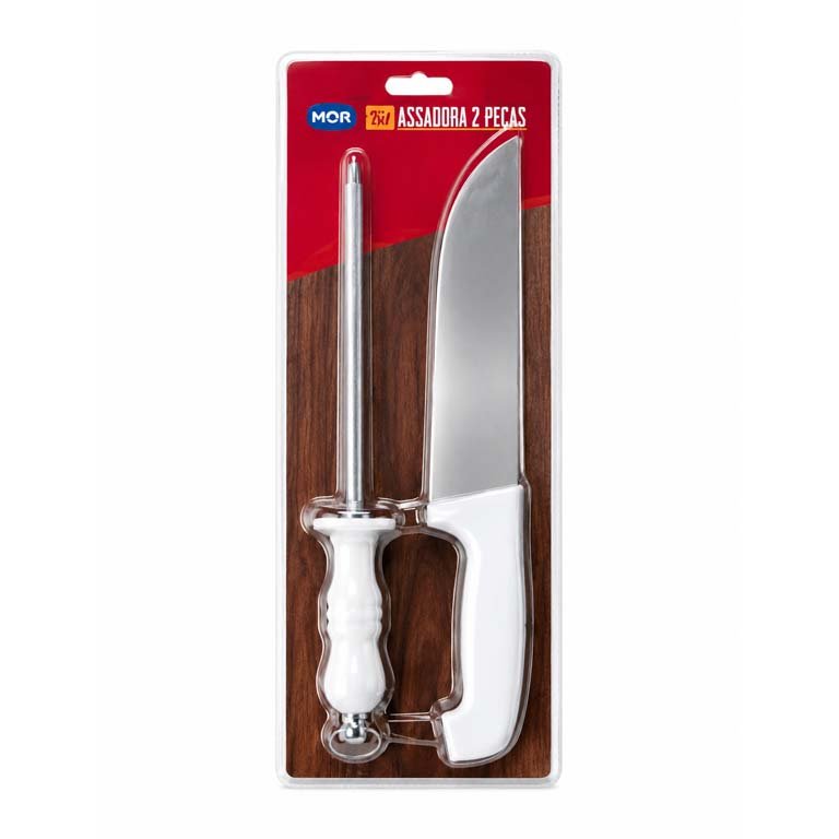 Set cuchillas y afilador mor mango blanco 9"