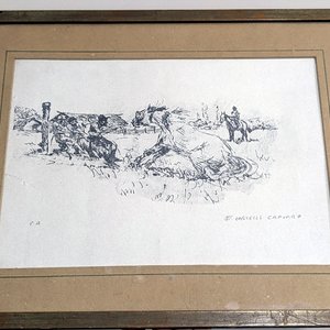 Serigrafía Firmada Enrique Castells Capurro: "P.A.", Paisaje Rural - imagen 2