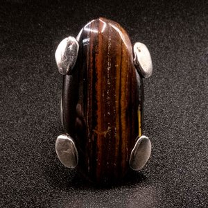 Anillo de Plata 950 con Ojo de Tigre - 21.81gr - imagen 1