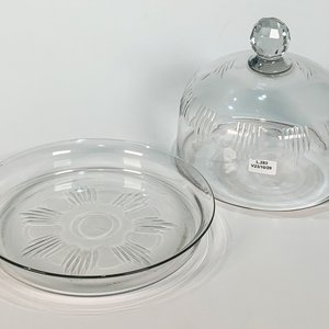 Dulcera de Cristal Facetado con Bandeja y Campana - imagen 3