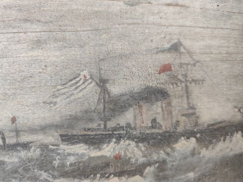 Pintura de un barco en el mar, firmada 50 x 84 cm - imagen 5